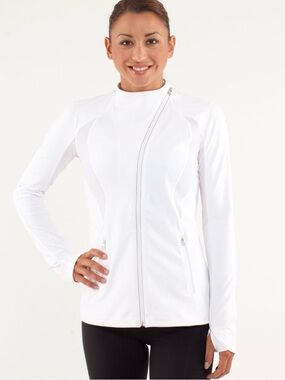 Lululemon white zip up jacket with pockets size 6